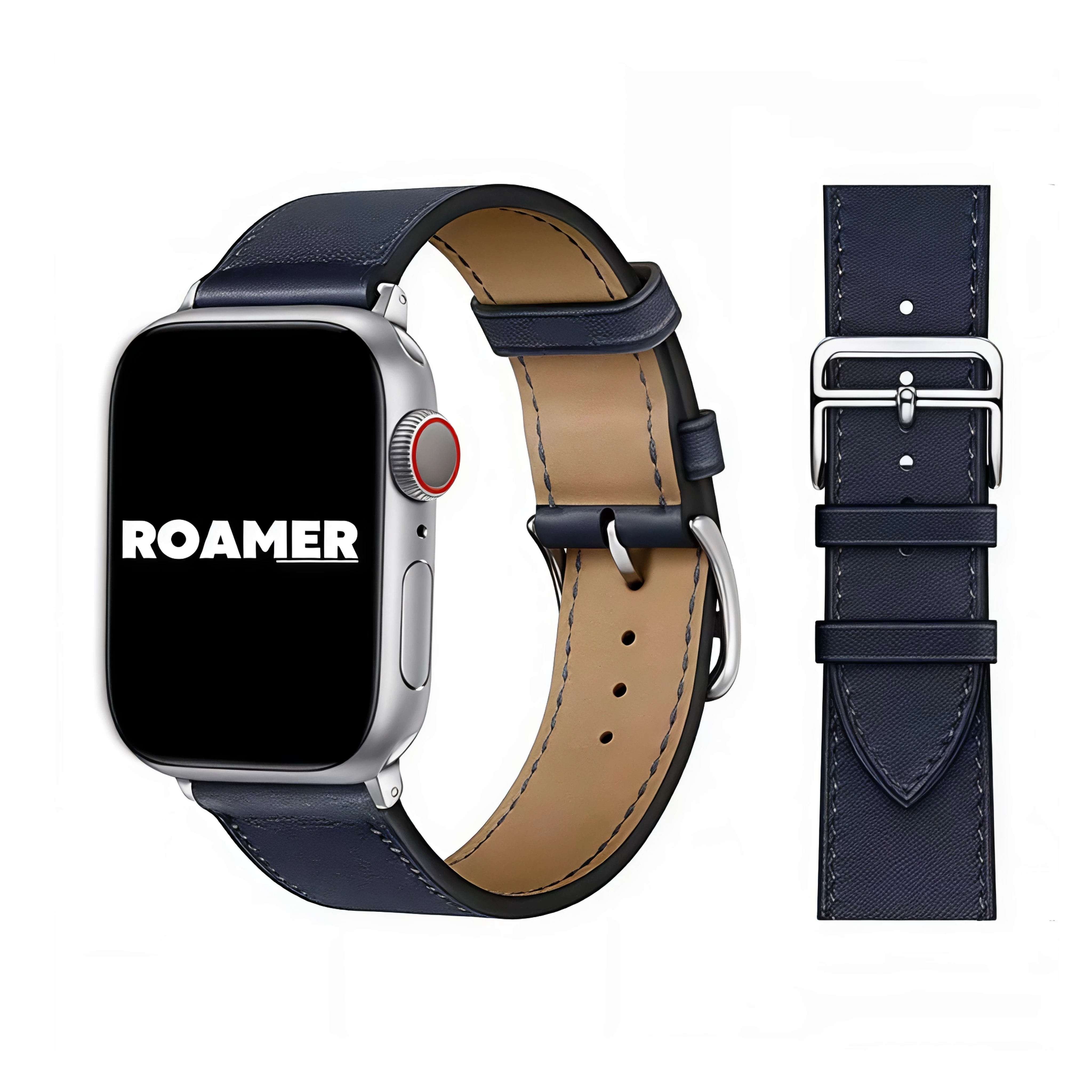Leather Classic Buckle | Navy Blue